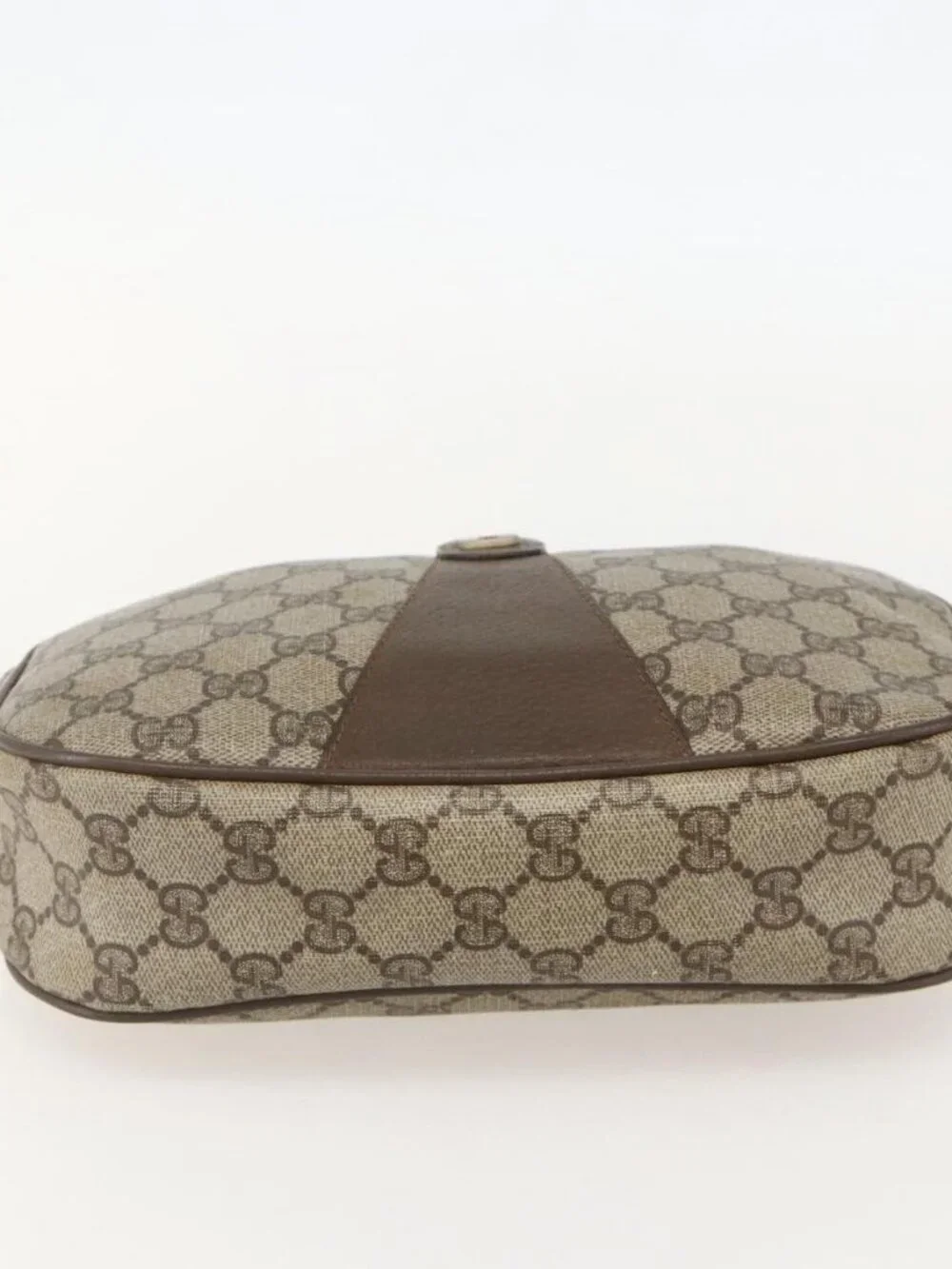 GUCCI GG Supreme Web Sherry Line Clutch Bag PVC Beige Gold 89 01 034 Auth 175777